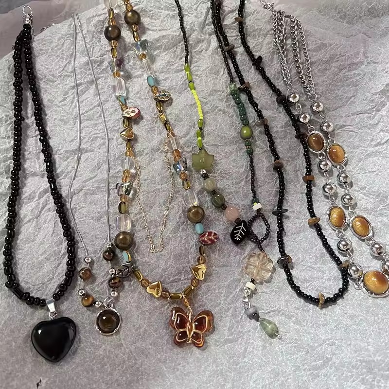 Butterfly Clasp Deployant - Conjunto de Collares Boho con Cuentas
